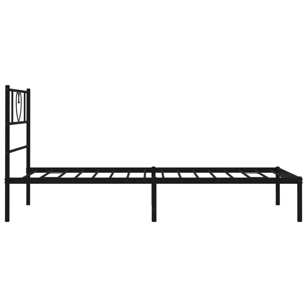 Sengeramme i metall med hodegavl svart 90x190 cm