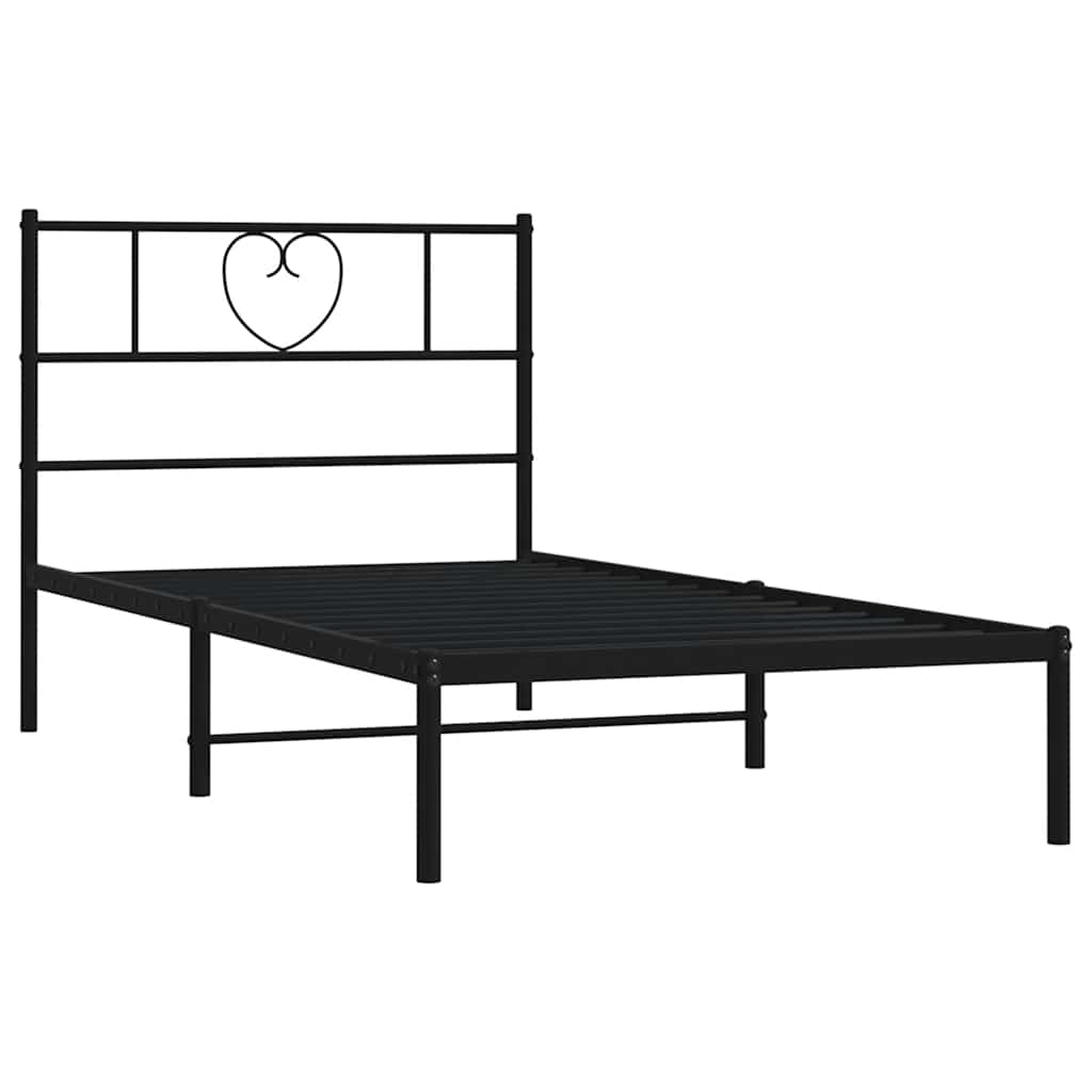 Sengeramme i metall med hodegavl svart 100x190 cm