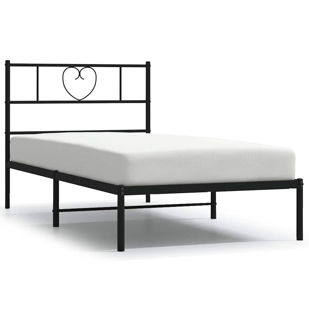 Sengeramme i metall med hodegavl svart 100x200 cm
