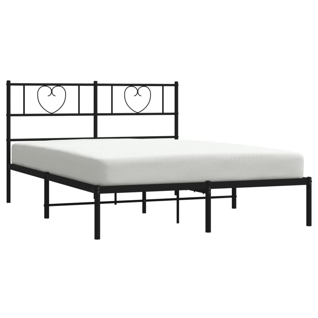 Sengeramme i metall med sengegavl svart 120x200 cm vidaXL
