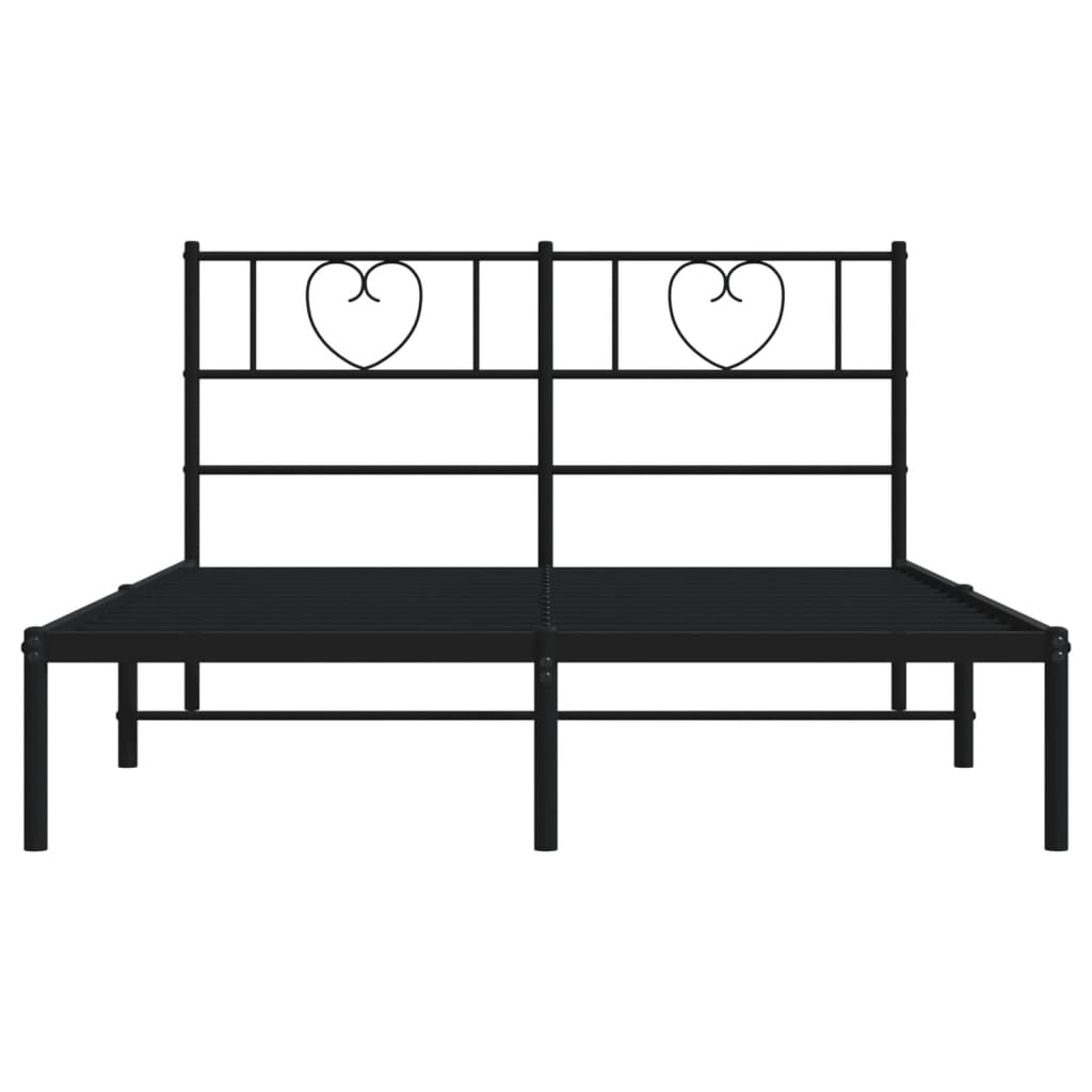 Sengeramme i metall med sengegavl svart 120x200 cm vidaXL