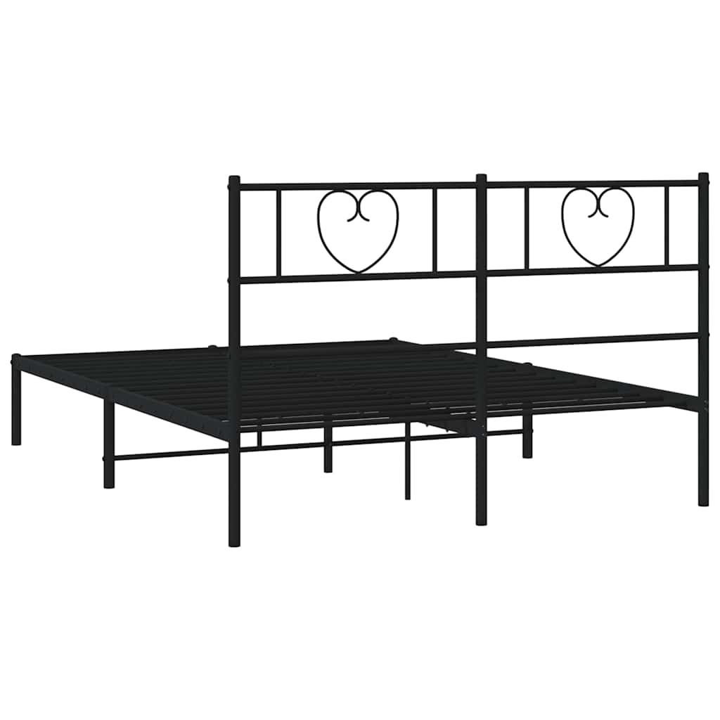 Sengeramme i metall med hodegavl svart 135x190 cm