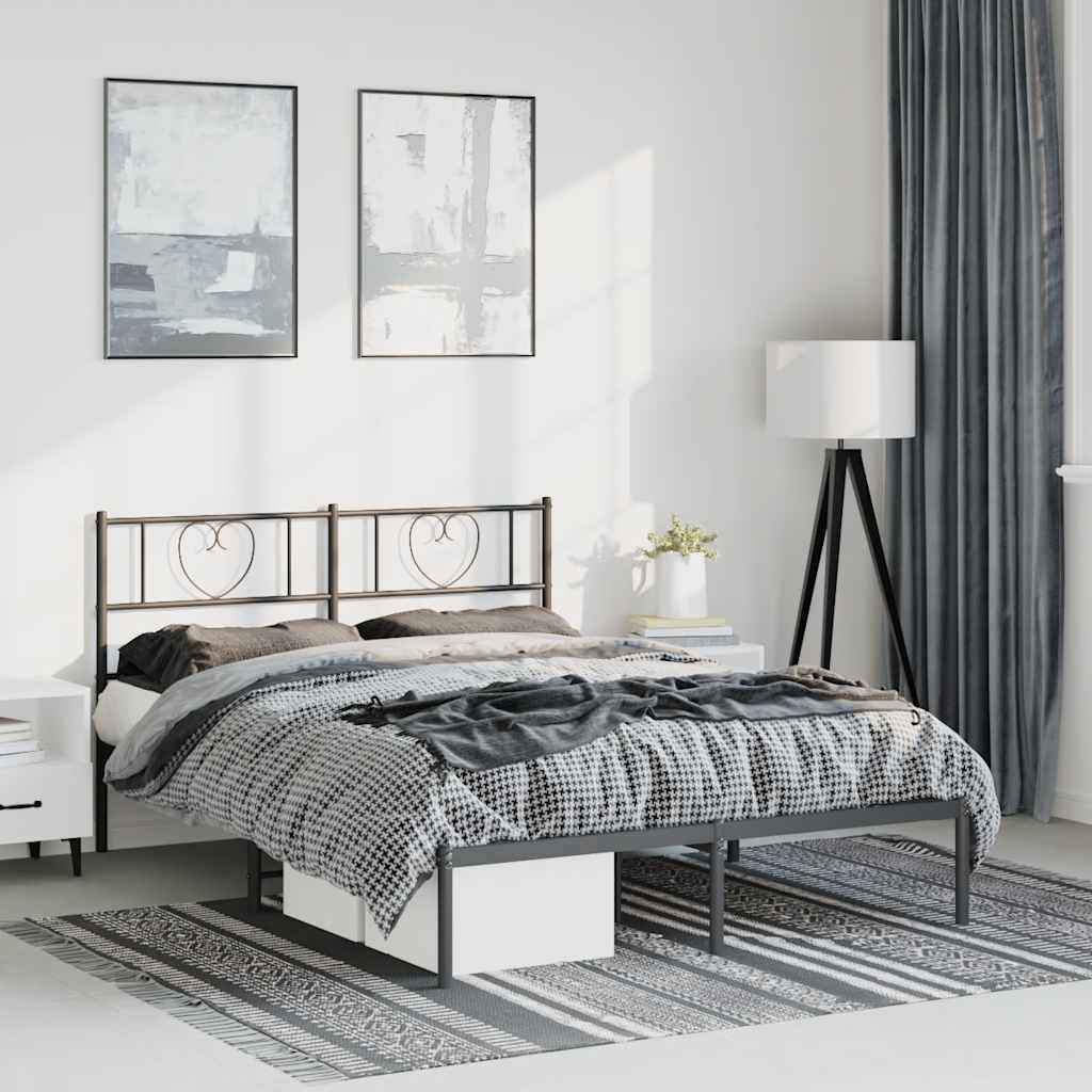Sengeramme i metall med hodegavl svart 135x190 cm