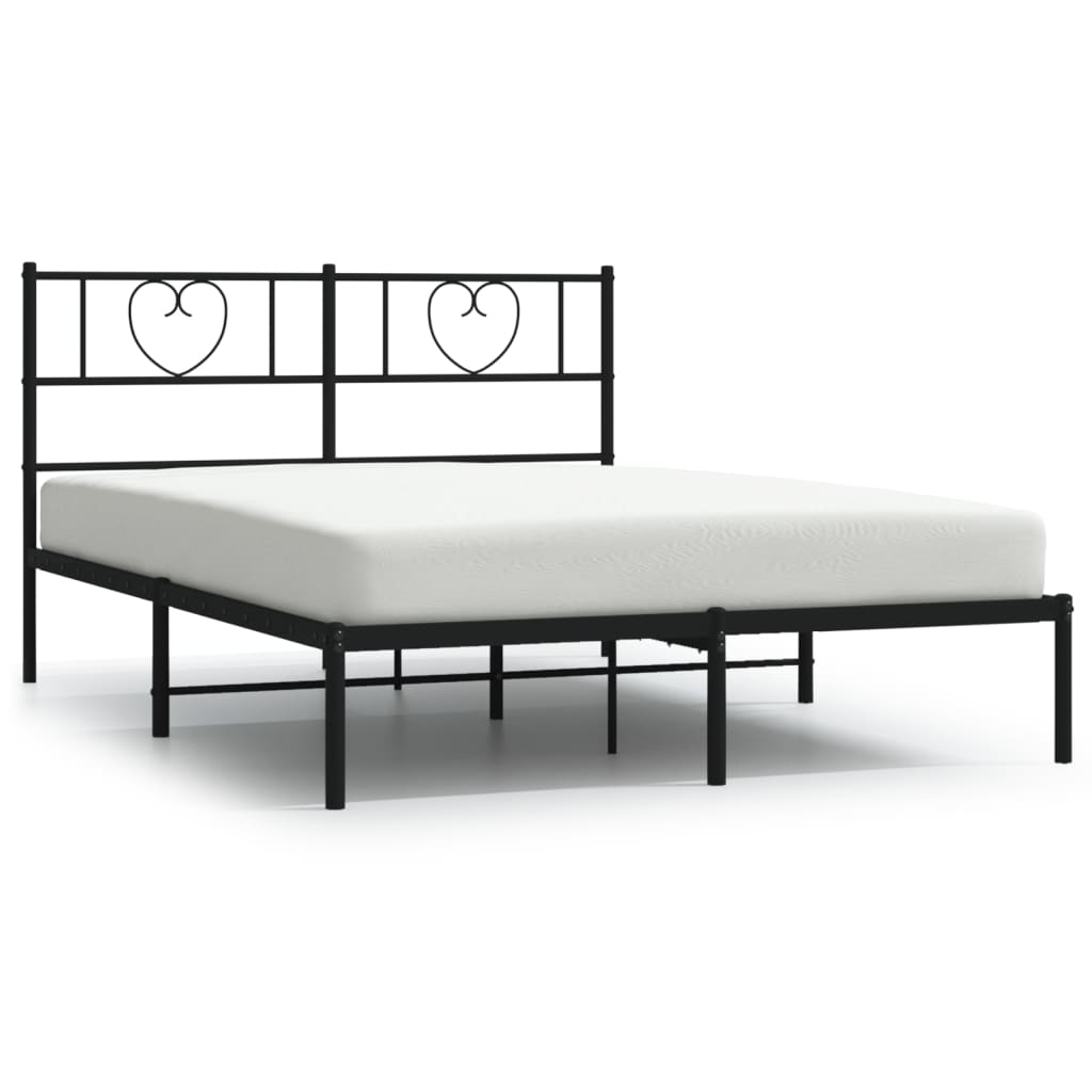 Sengeramme i metall med sengegavl svart 140x200 cm