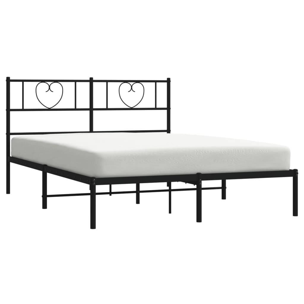 Sengeramme i metall med sengegavl svart 140x200 cm