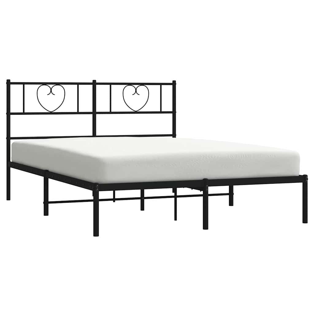 Sengeramme i metall med sengegavl svart 150x200 cm vidaXL