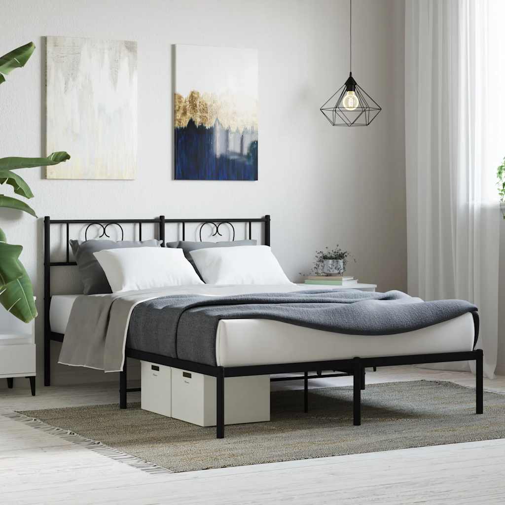 Sengeramme i metall med hodegavl svart 160x200 cm
