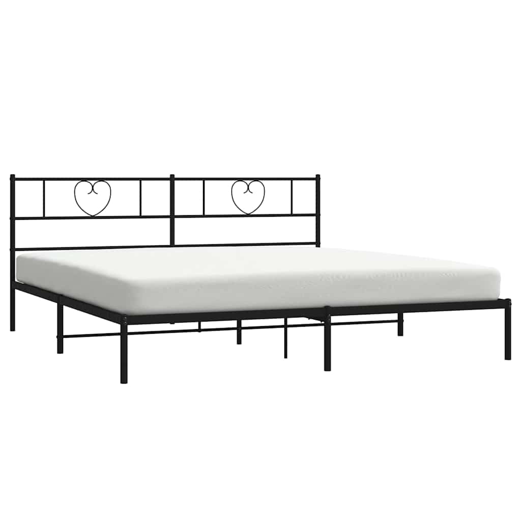Sengeramme i metall med sengegavl svart 183x213 cm