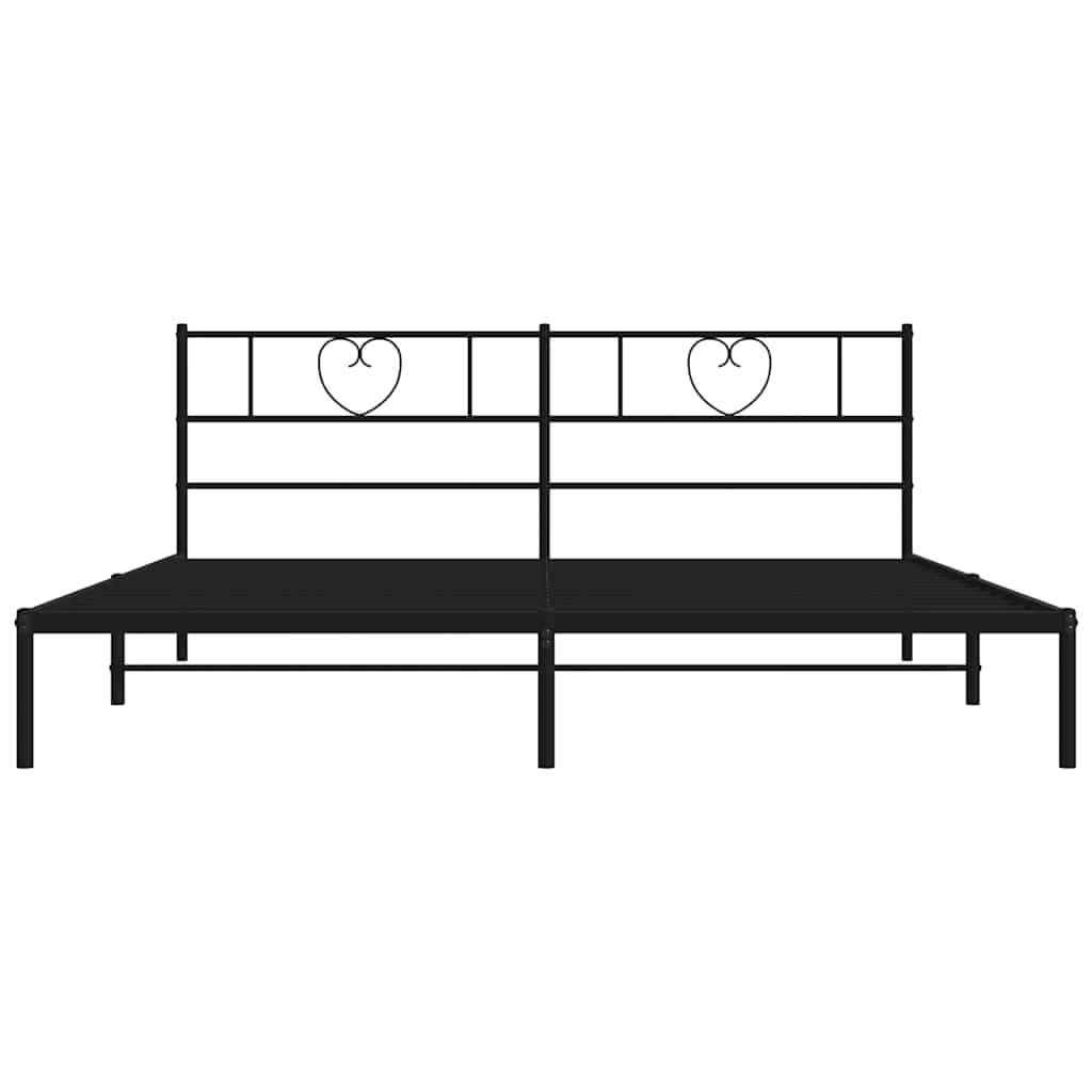 Sengeramme i metall med sengegavl svart 183x213 cm
