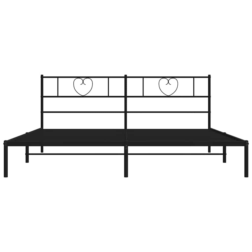 Sengeramme i metall med sengegavl svart 193x203 cm