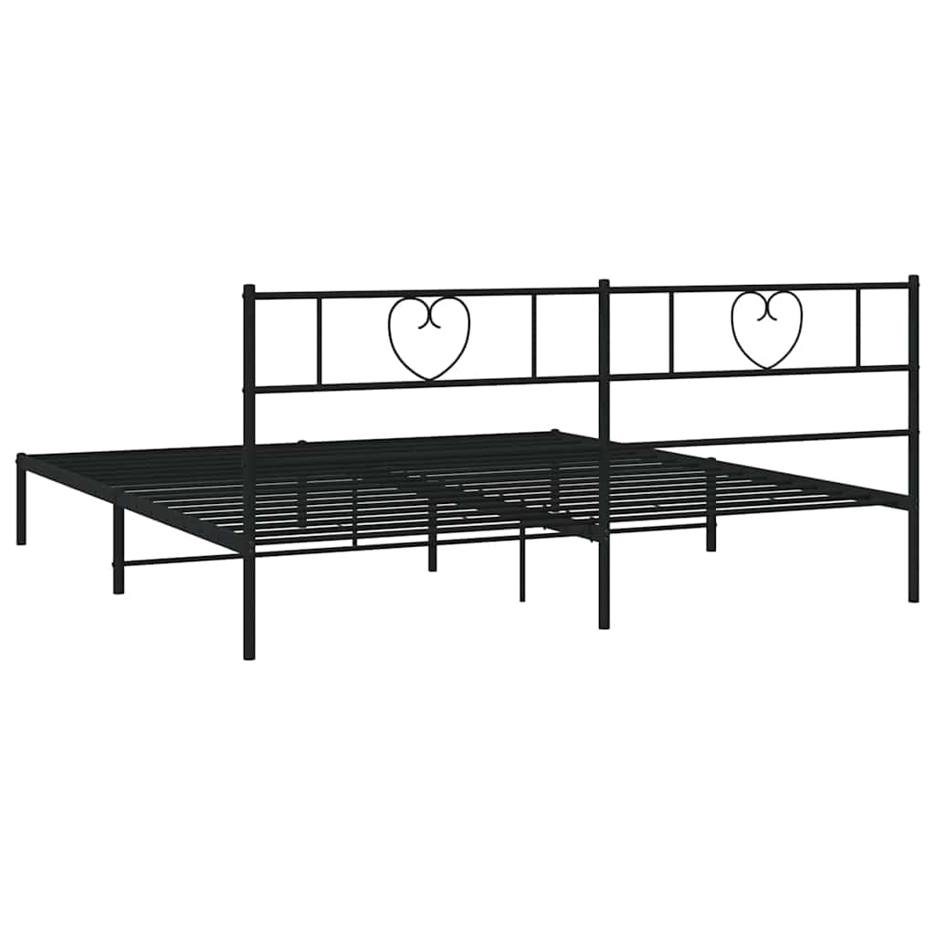 Sengeramme i metall med sengegavl svart 193x203 cm