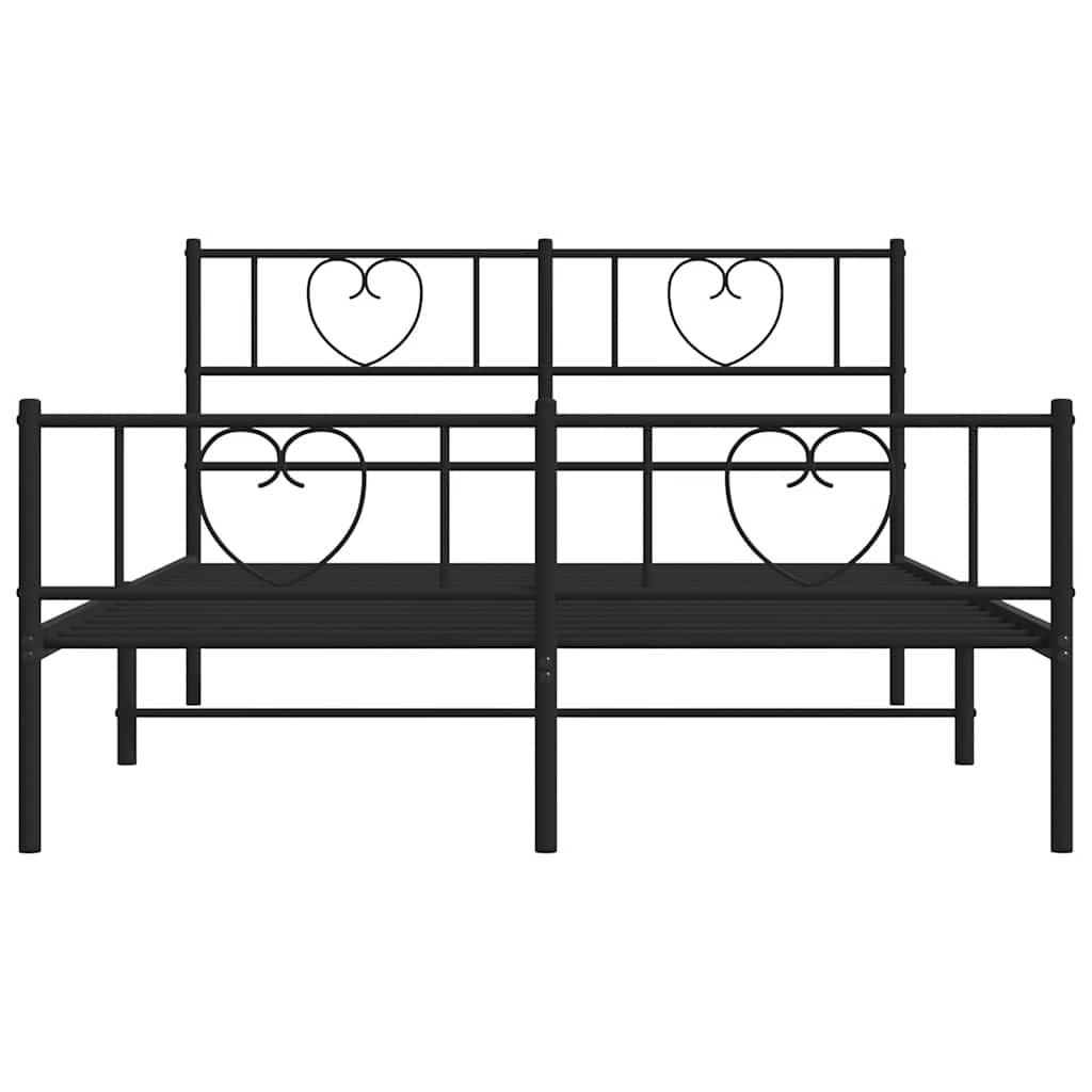Sengeramme i metall med hode- og fotgavl svart 135x190 cm