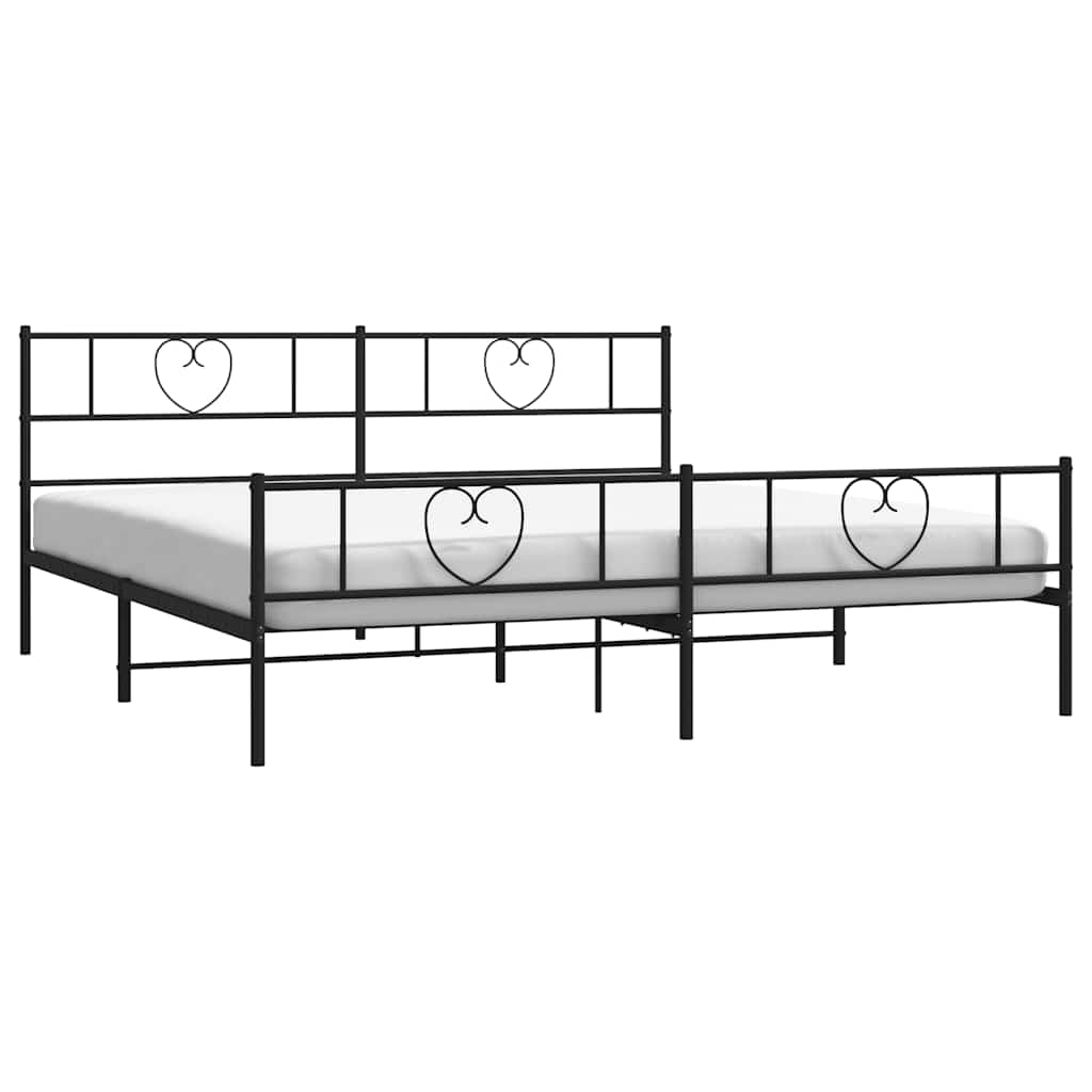 Sengeramme i metall med hode- og fotgavl svart 183x213 cm
