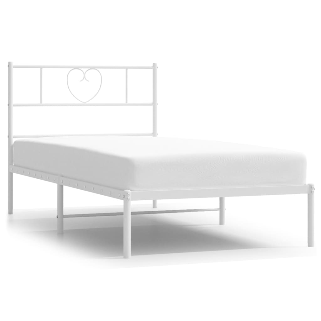 Sengeramme i metall med hodegavl hvit 107x203 cm