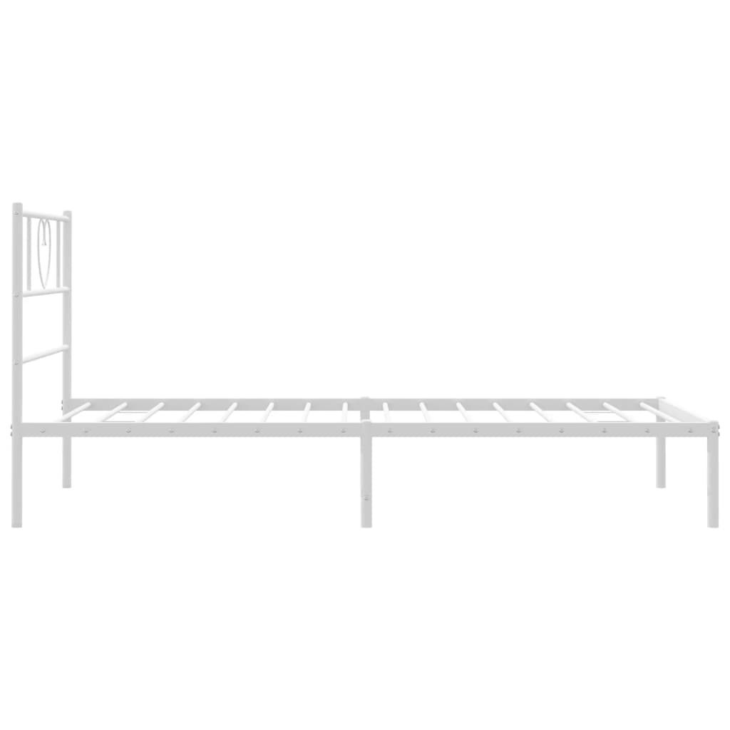 Sengeramme i metall med hodegavl hvit 107x203 cm