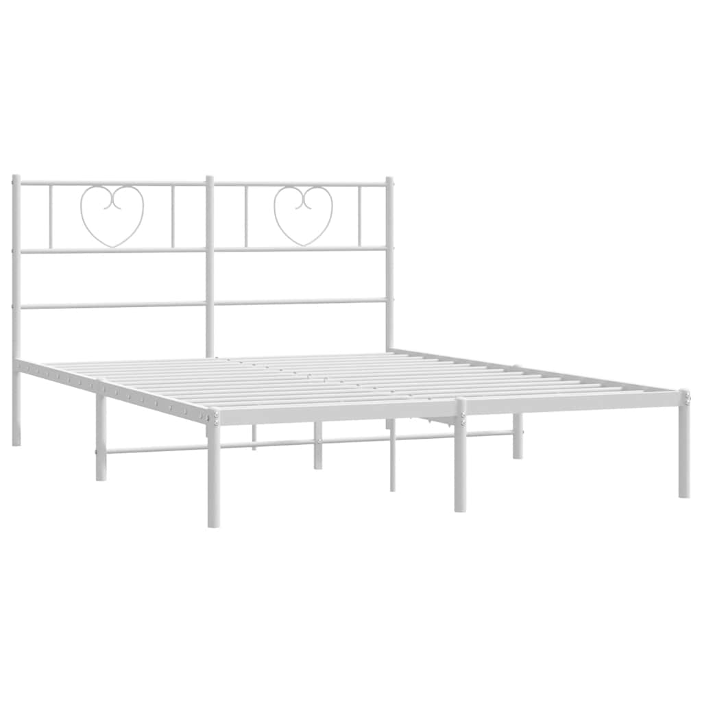 Sengeramme i metall med hodegavl hvit 135x190 cm vidaXL