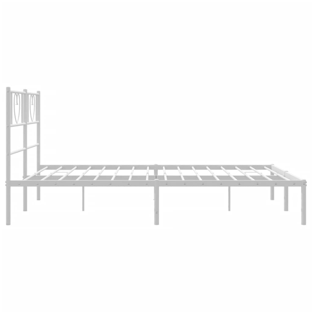 Sengeramme i metall med hodegavl hvit 140x190 cm vidaXL