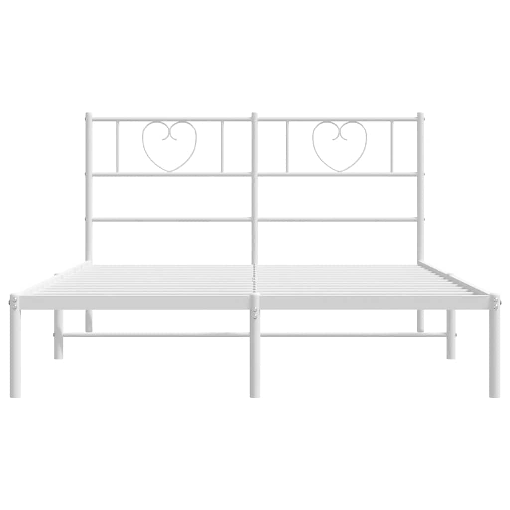 Sengeramme i metall med sengegavl hvit 150x200 cm vidaXL