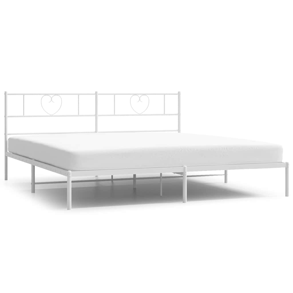 Sengeramme i metall med sengegavl hvit 180x200 cm vidaXL