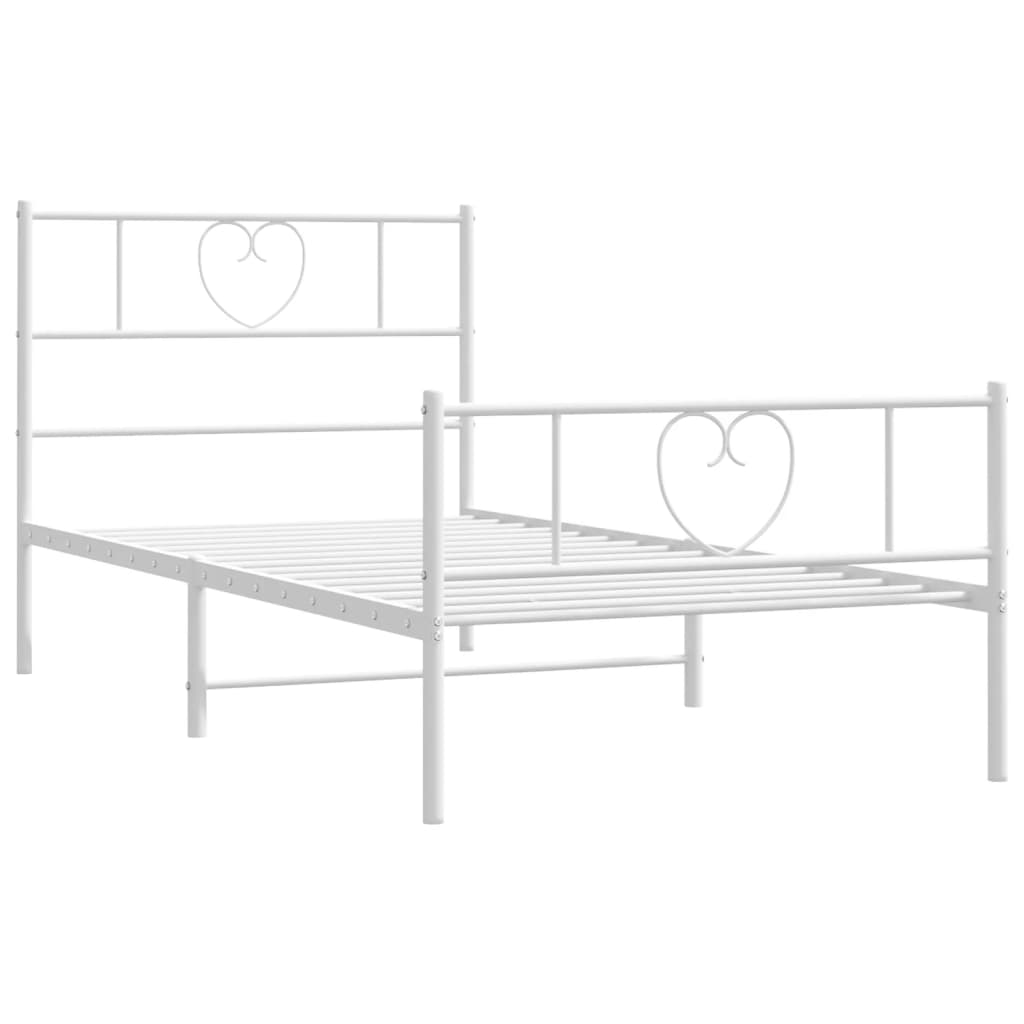Sengeramme i metall med hode- og fotgavl hvit 90x190 cm