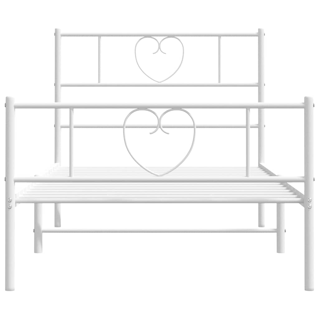 Sengeramme i metall med hode- og fotgavl hvit 100x190 cm vidaXL