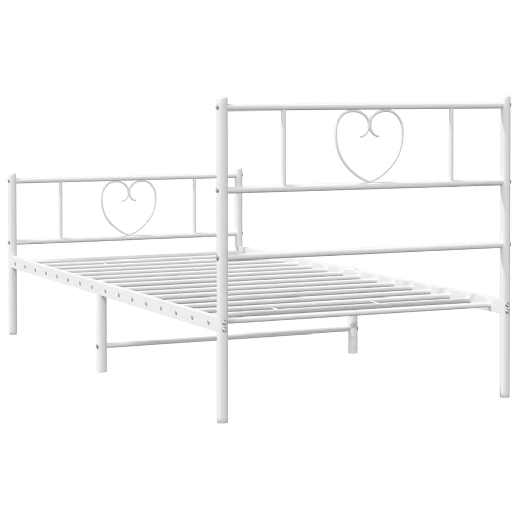Sengeramme i metall med hode- og fotgavl hvit 100x200 cm vidaXL