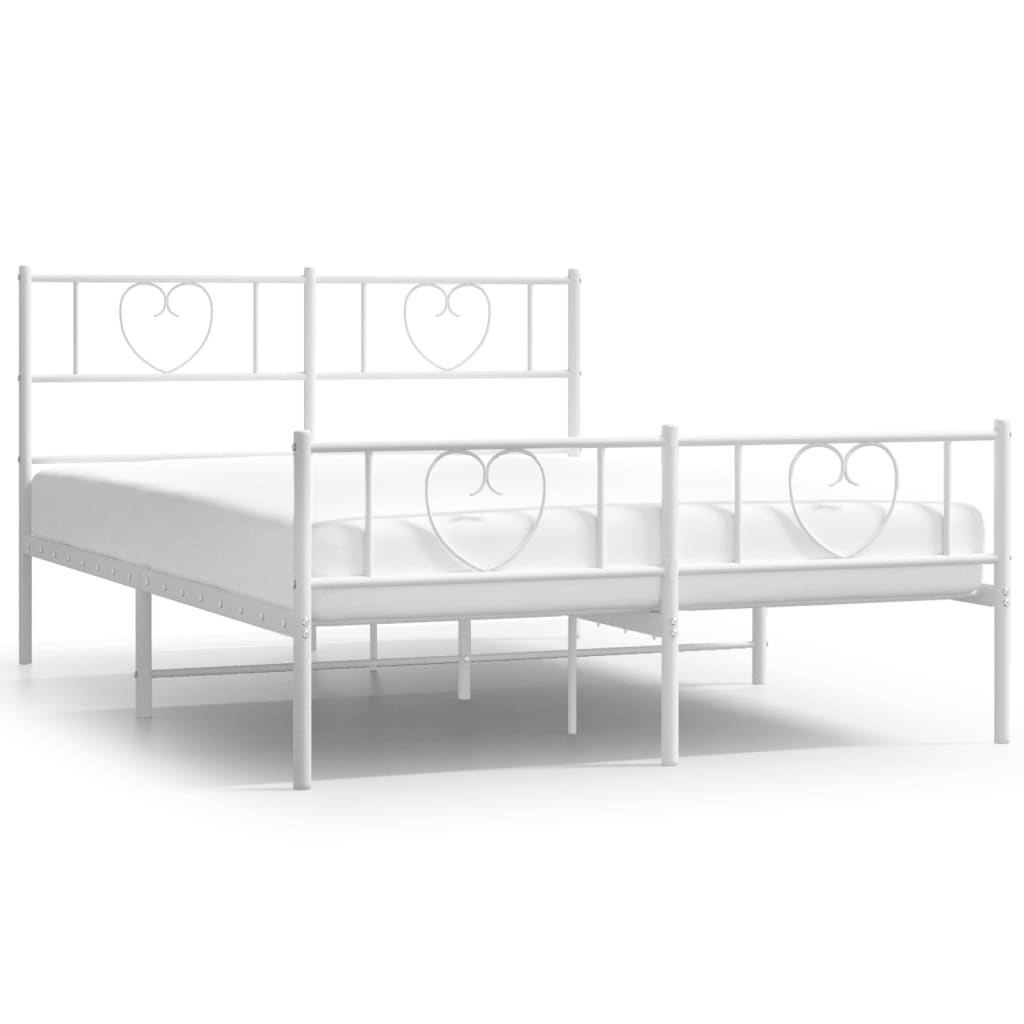 Sengeramme i metall med hode- og fotgavl hvit 120x200 cm vidaXL