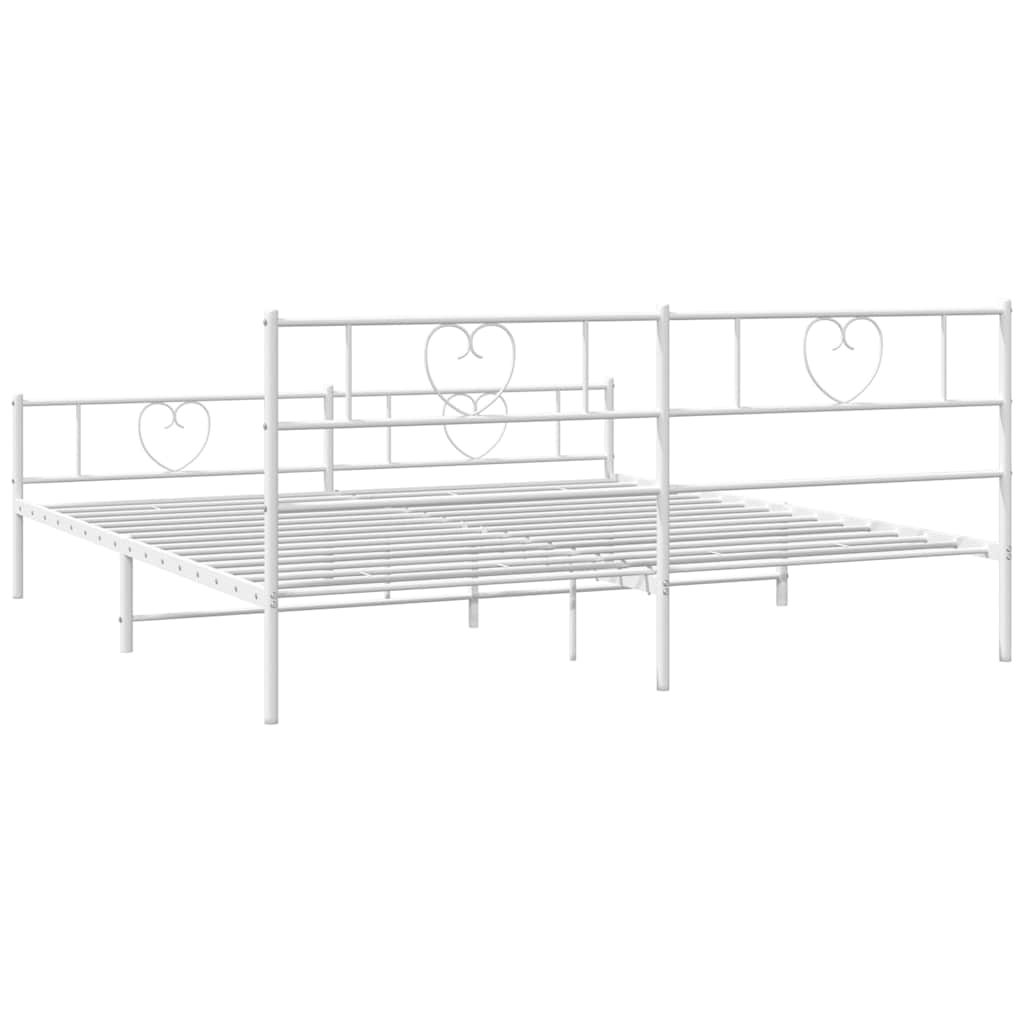 Sengeramme i metall med hode- og fotgavl hvit 193x203 cm