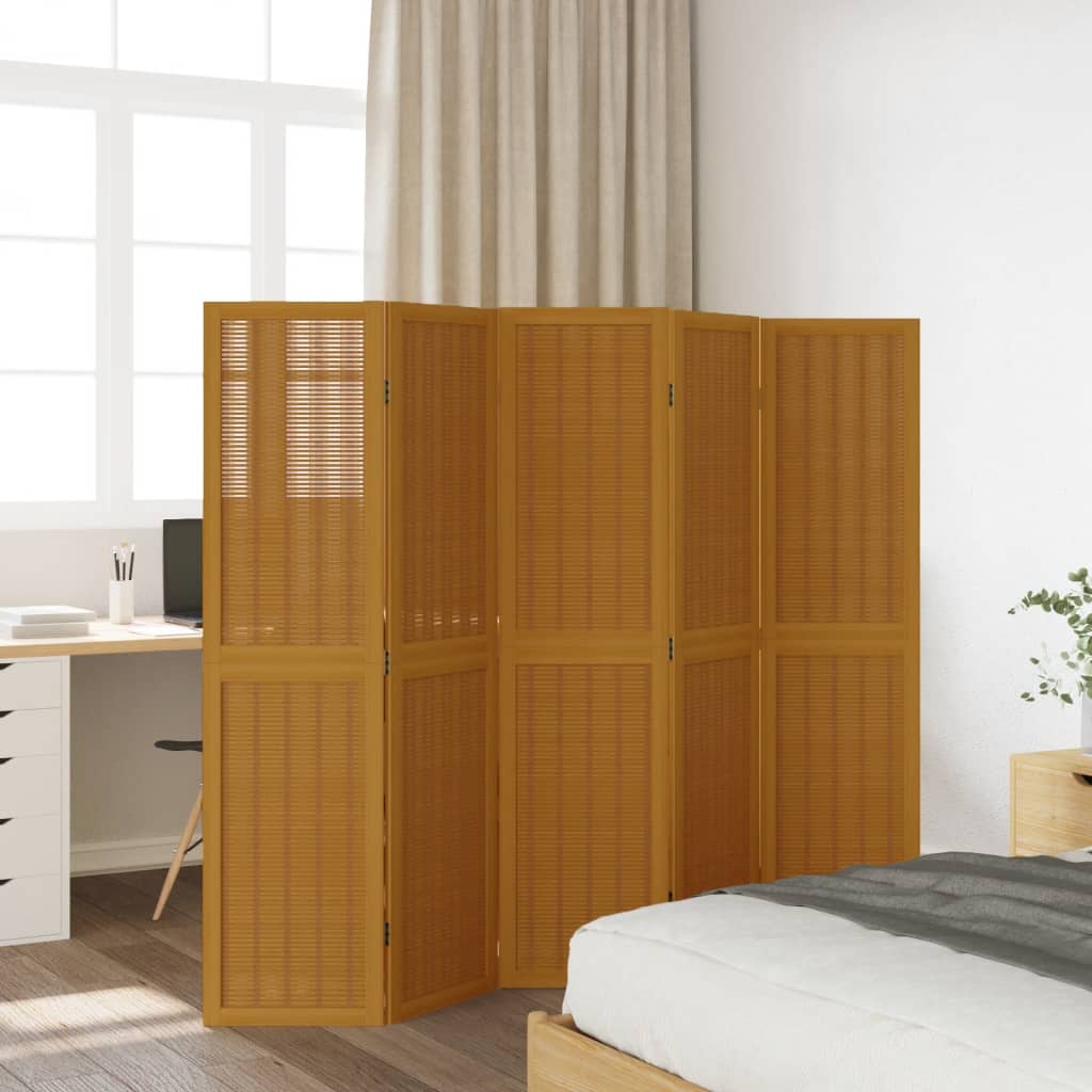 Romdeler 5 paneler brun heltre keisertre