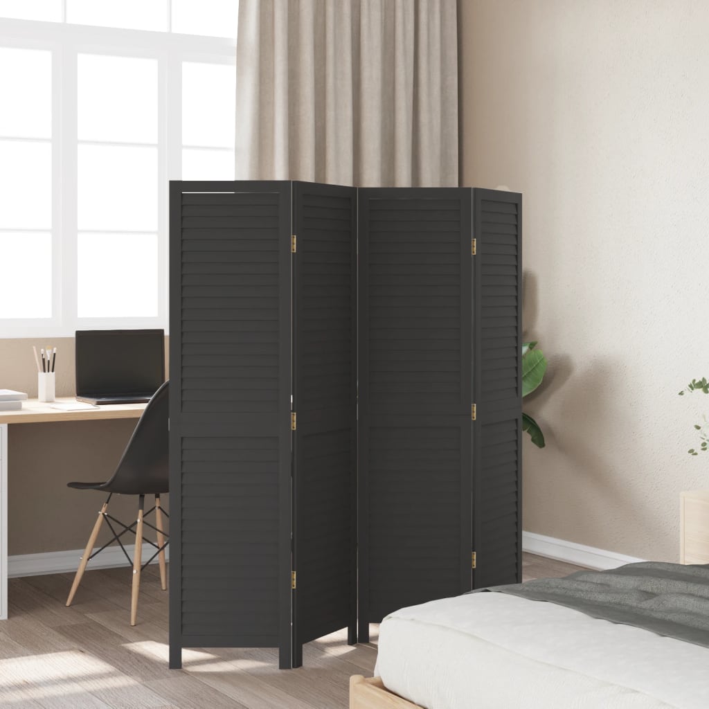 Romdeler 4 paneler svart heltre keisertre