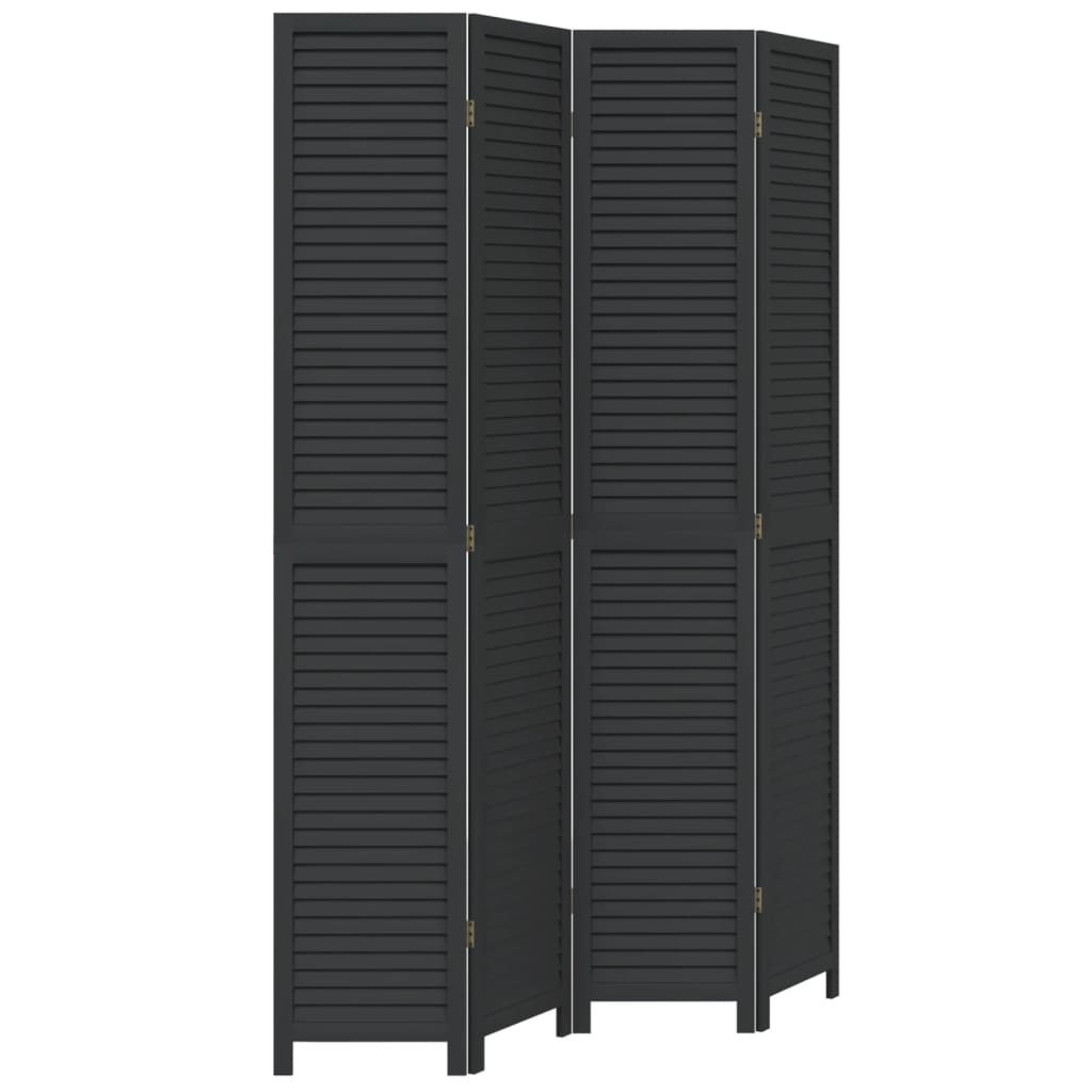 Romdeler 4 paneler svart heltre keisertre