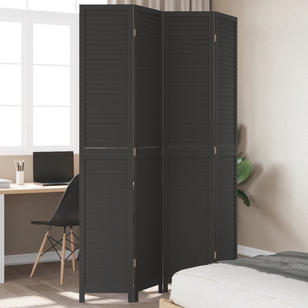 Romdeler 4 paneler svart heltre keisertre