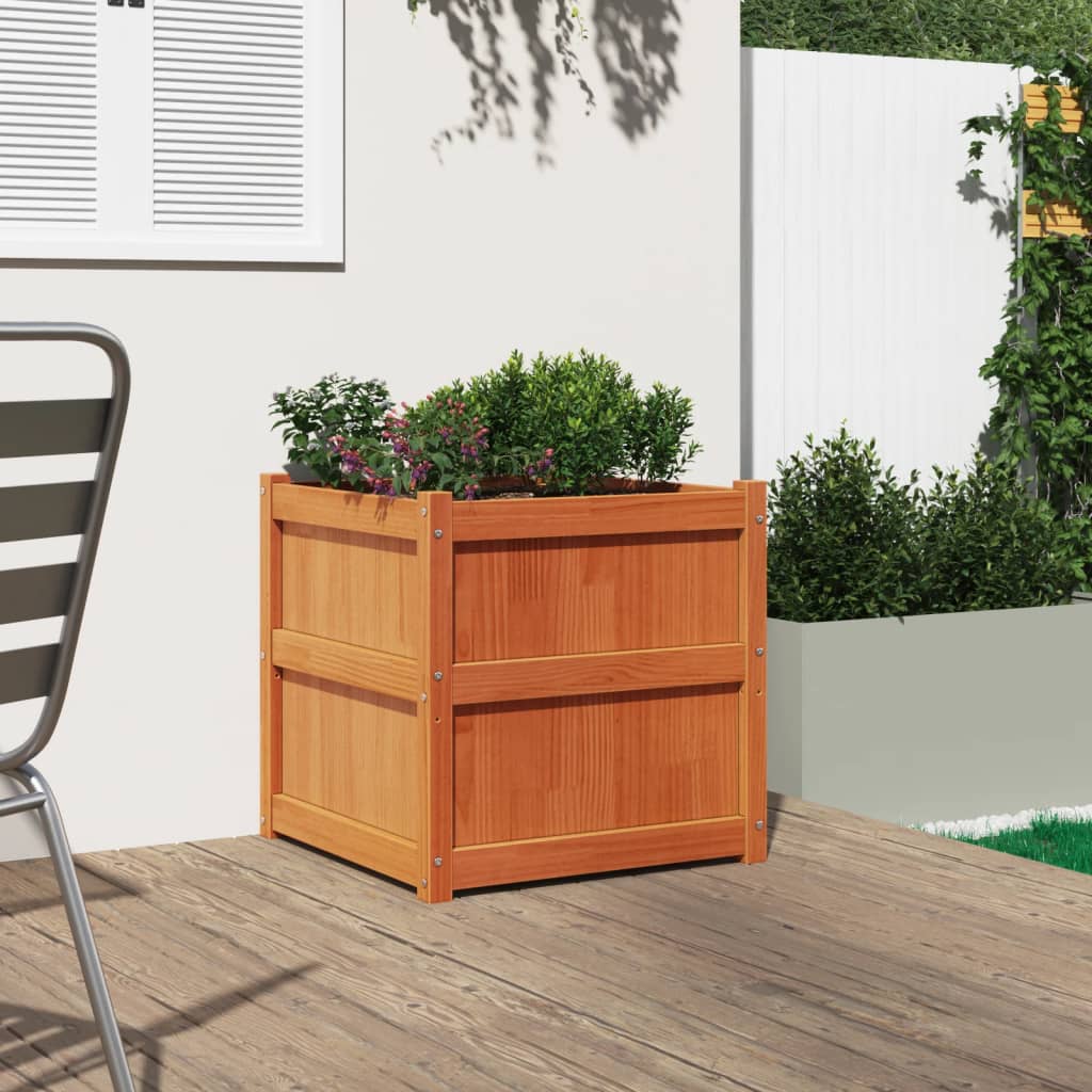 Hageplantekasse voksbrun 60x60x60 cm heltre furu