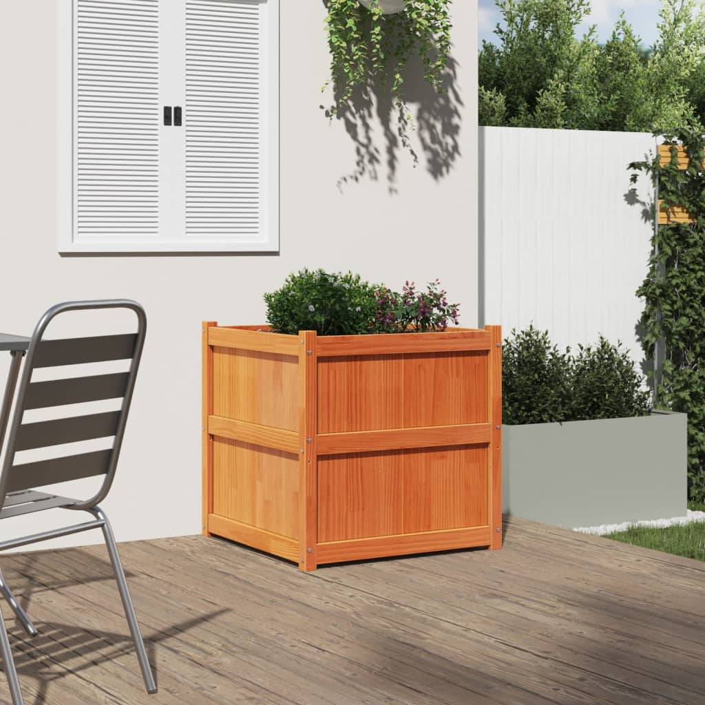 Hageplantekasse voksbrun 70x70x70 cm heltre furu