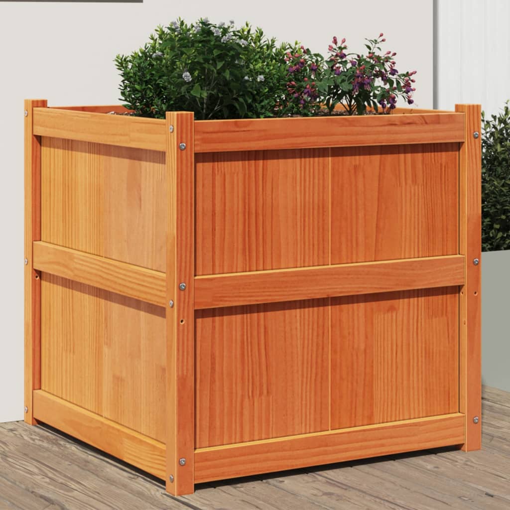 Hageplantekasse voksbrun 70x70x70 cm heltre furu