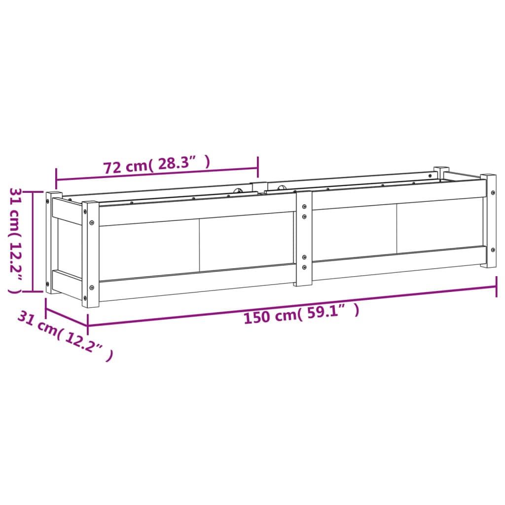 Hageplantekasse voksbrun 150x31x31 cm heltre furu