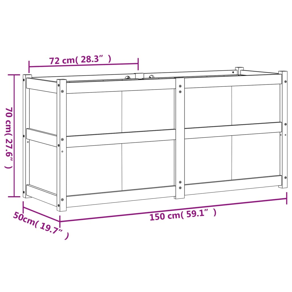 Hageplantekasse 150x50x70 cm impregnert furu