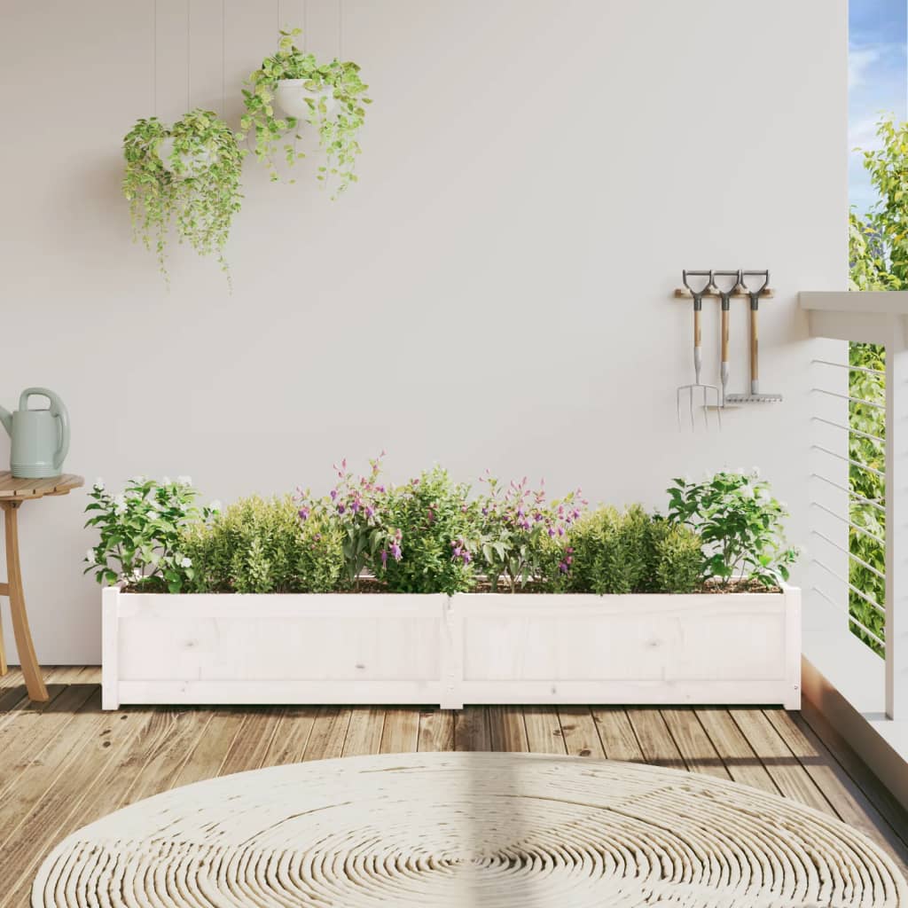 Hageplantekasse hvit 180x31x31 cm heltre furu