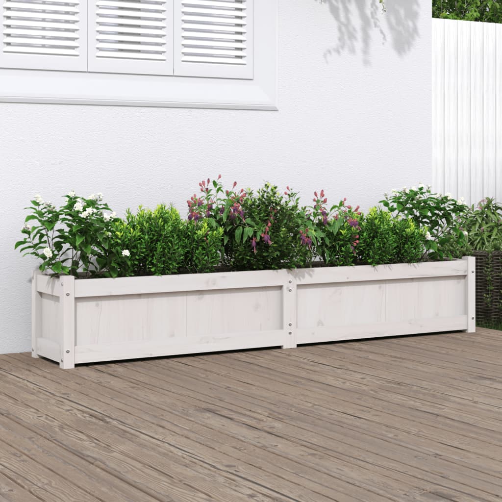 Hageplantekasse hvit 180x31x31 cm heltre furu