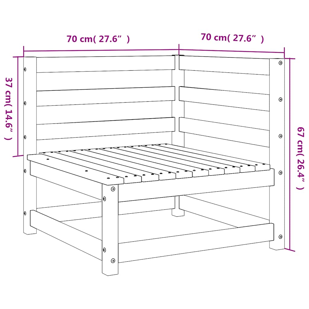 Hagesofaer for hjørne 2 stk 70x70x67 cm heltre douglasgran vidaXL