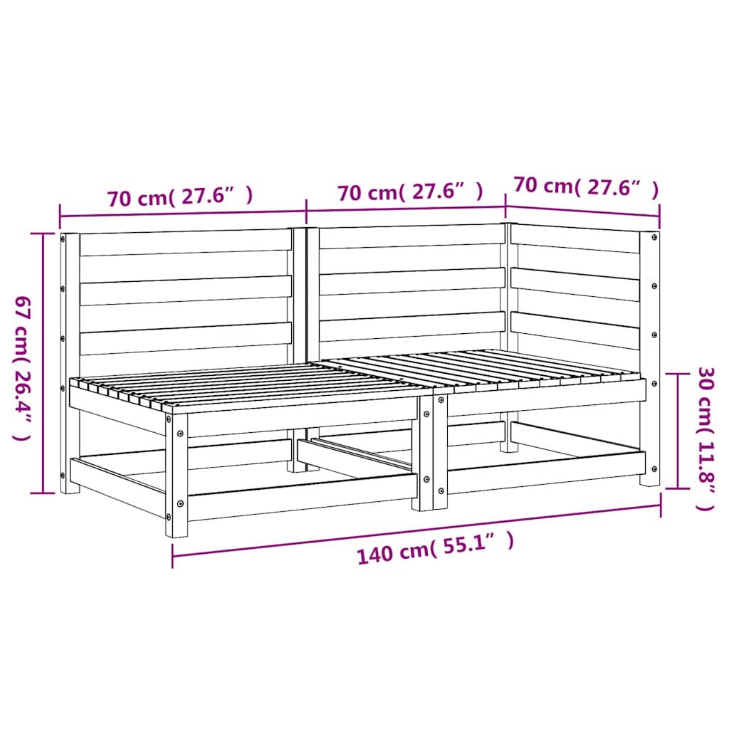Hagesofa 2-seters heltre furu