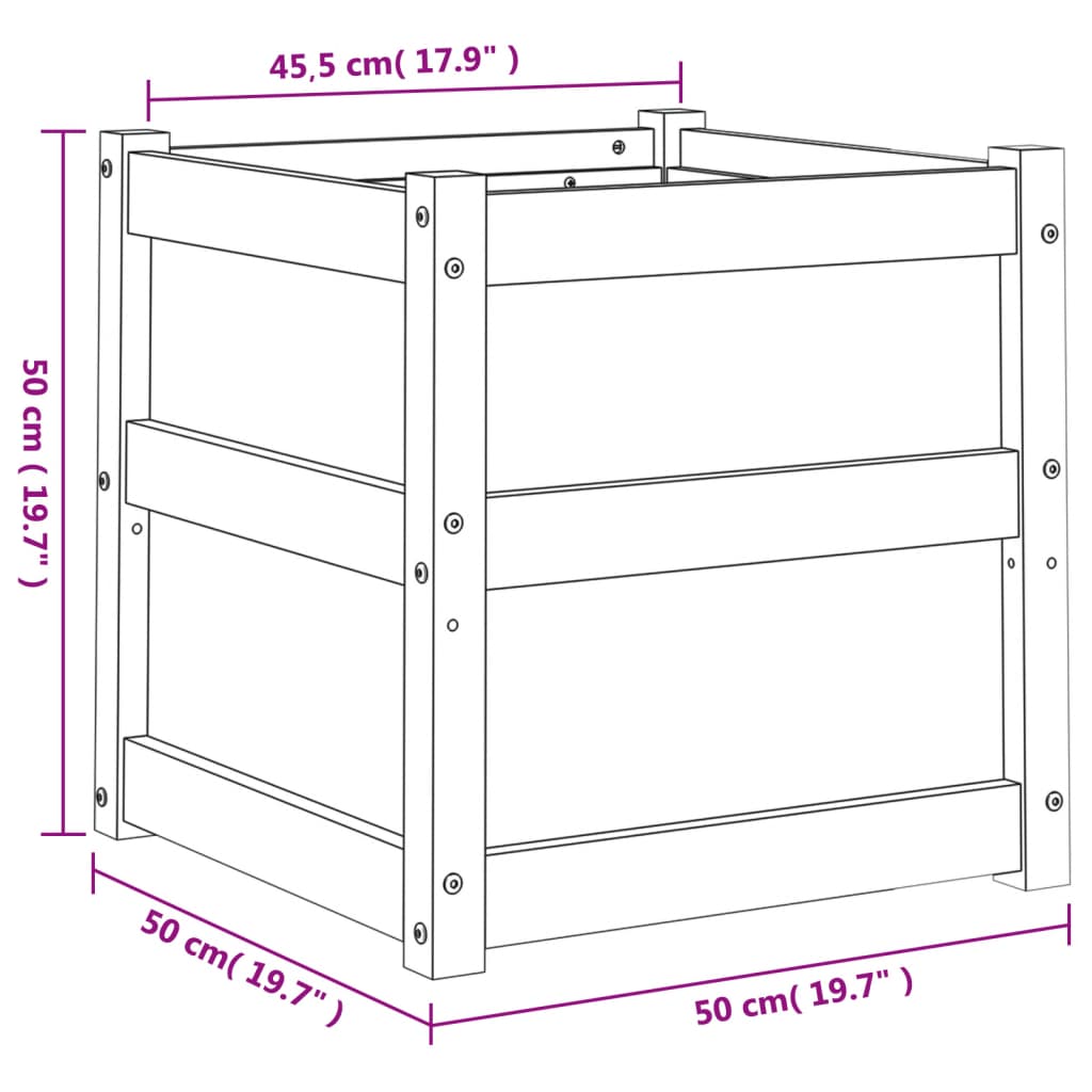 Plantekasse 50x50x50 cm heltre furu
