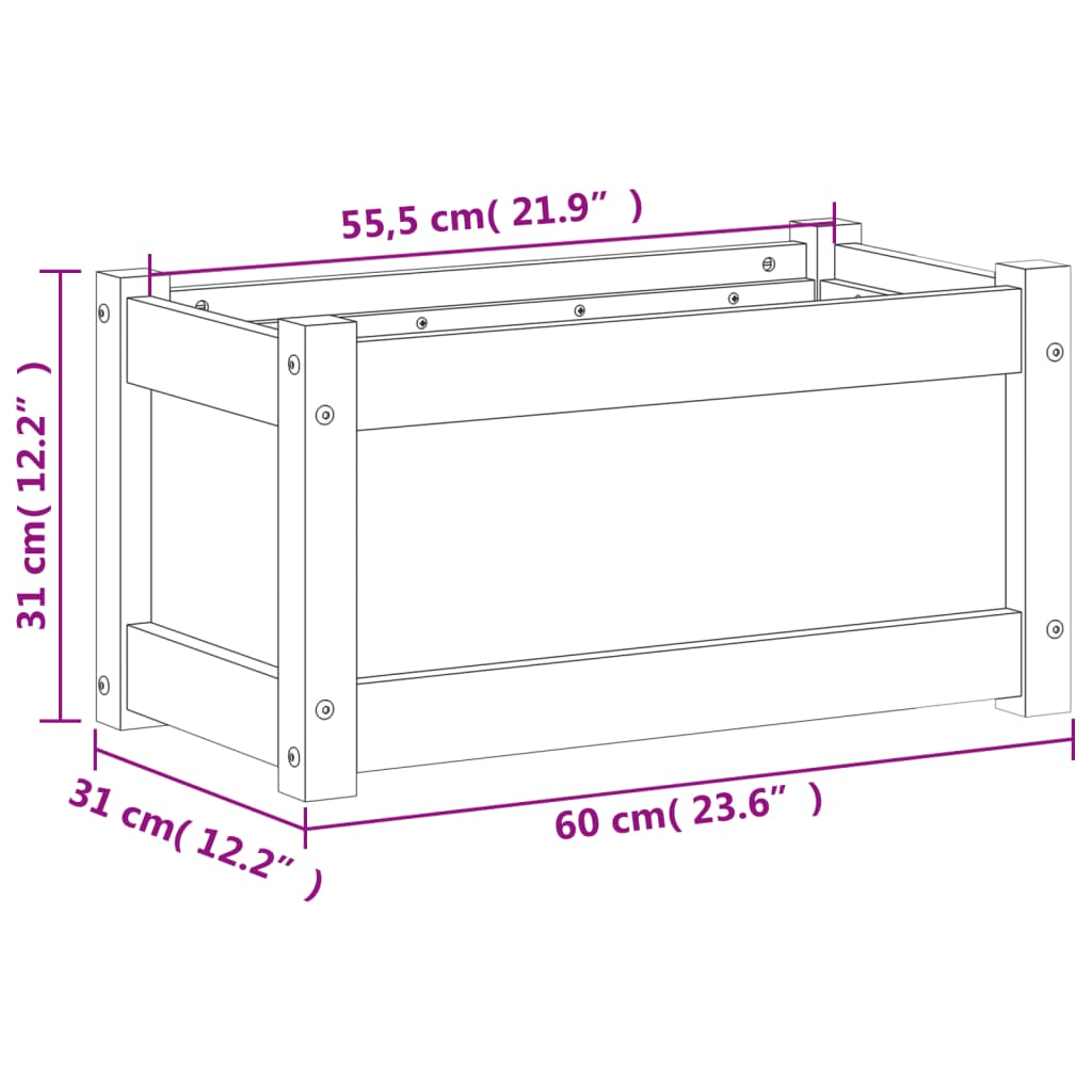 Hageplantekasse 60x31x31 cm impregnert furu