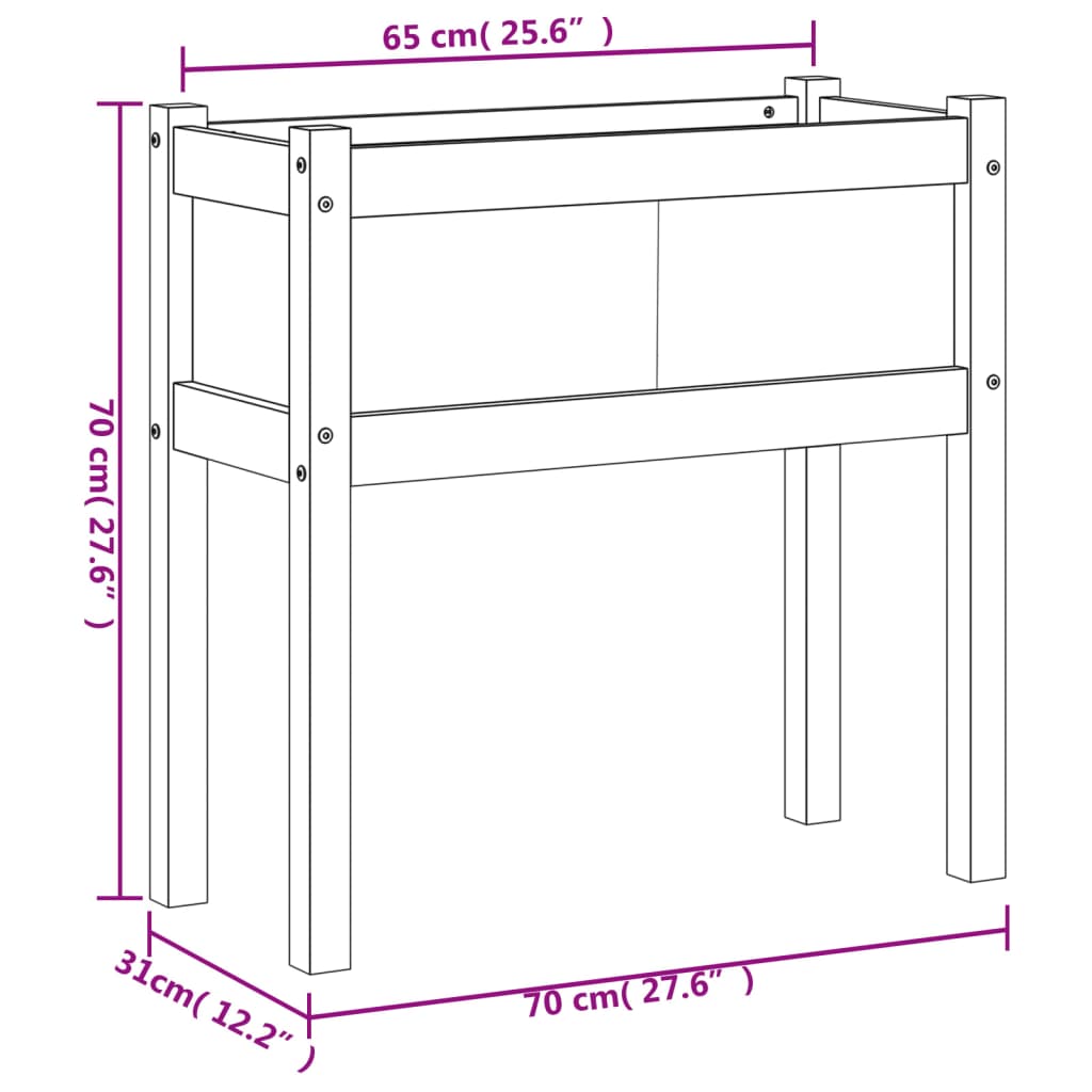 Plantekasse med ben 70x31x70 cm heltre furu vidaXL