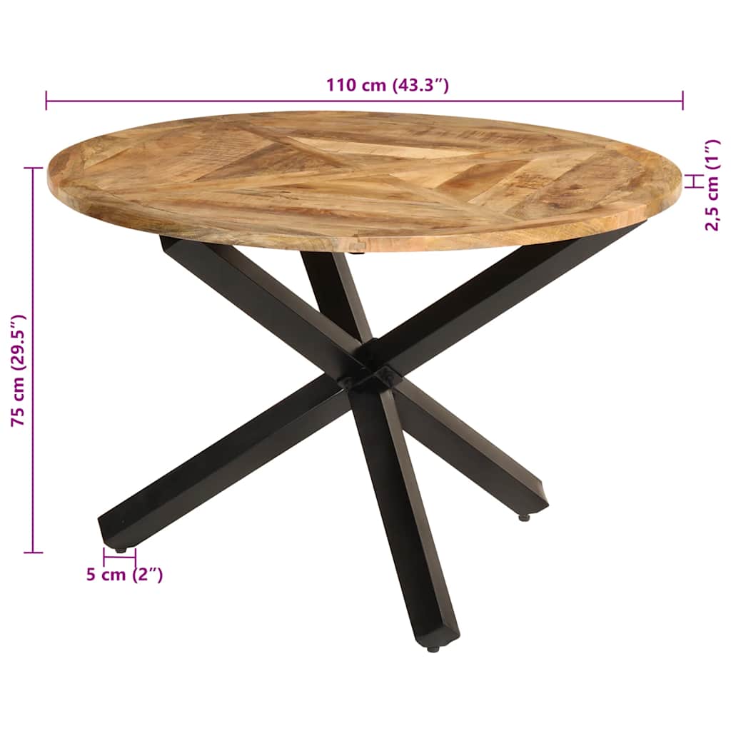 Spisebord Ø110x75 cm grov heltre mango