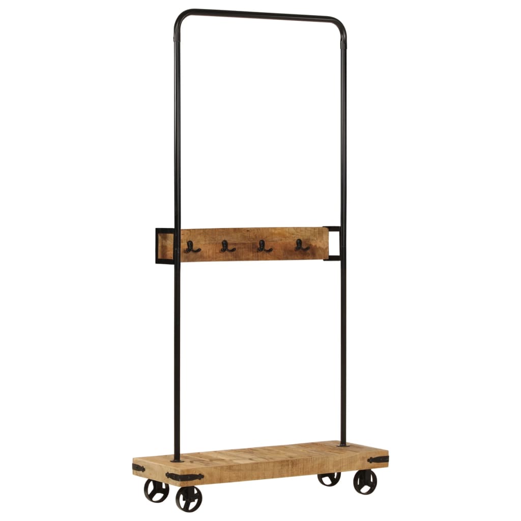 Klesstativ med hjul 90x35x190 cm heltre mango og jern