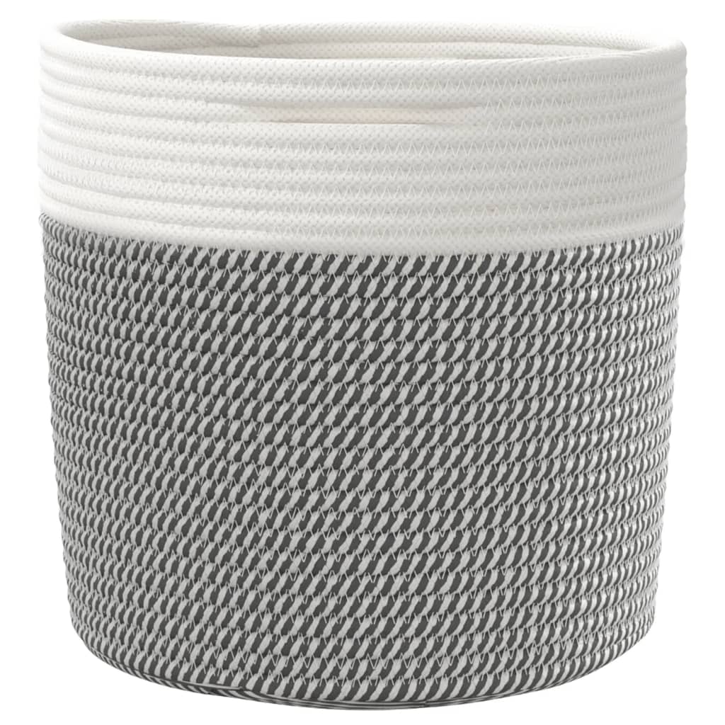 Oppbevaringskurver 2 stk grå og hvit Ø28x28 cm bomull