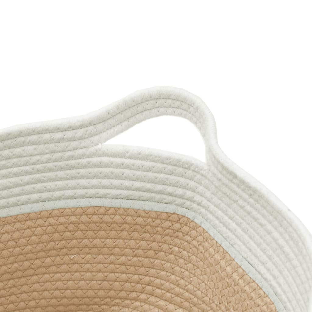 Oppbevaringskurv beige og hvit Ø40x25 cm bomull