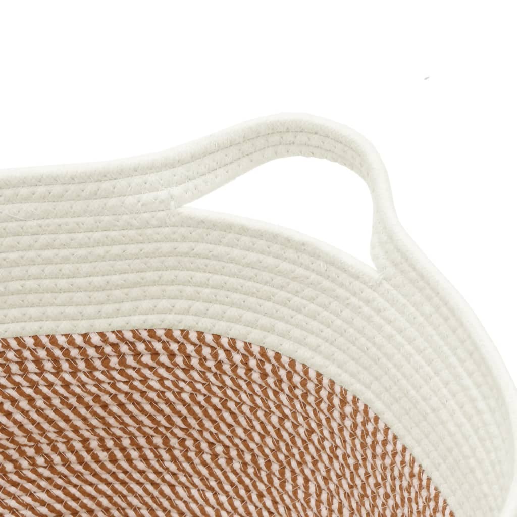 Oppbevaringskurv brun og hvit Ø40x25 cm bomull