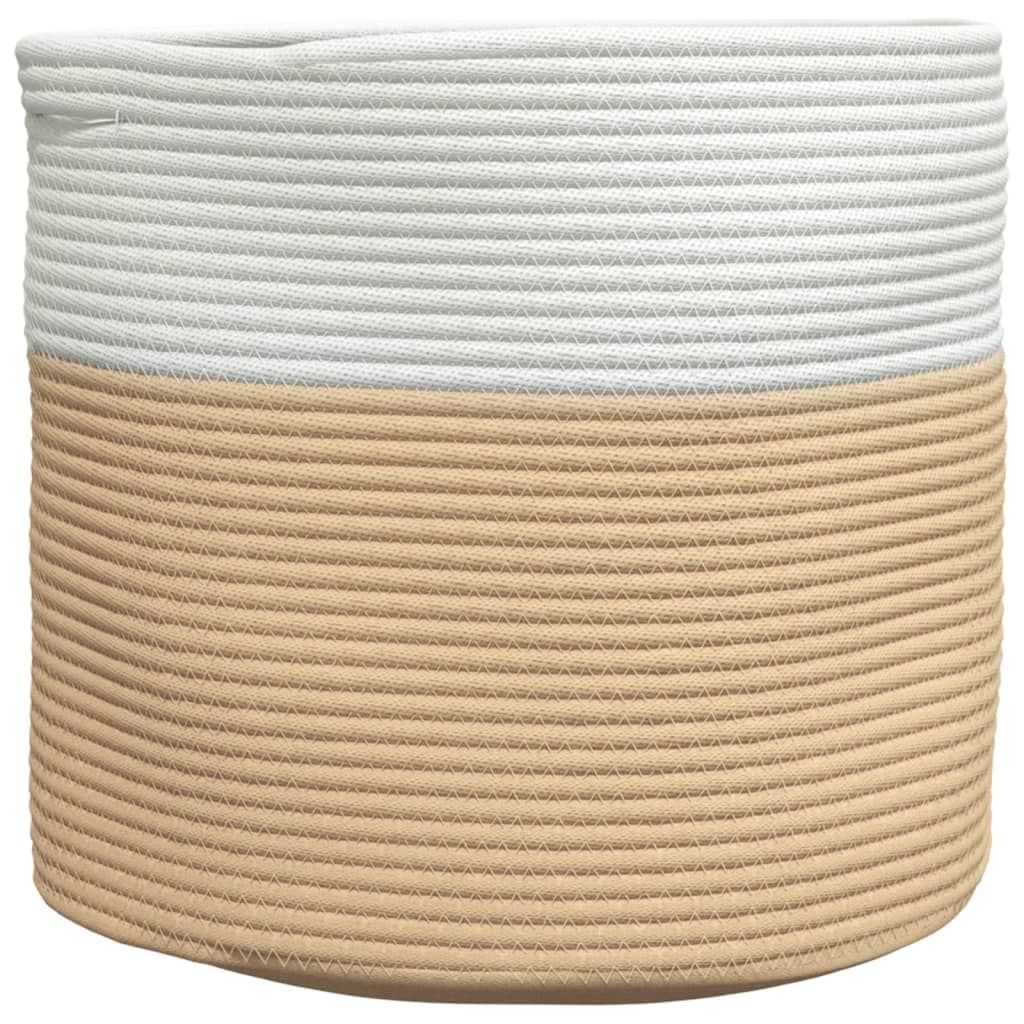 Oppbevaringskurv beige og hvit Ø40x35 cm bomull